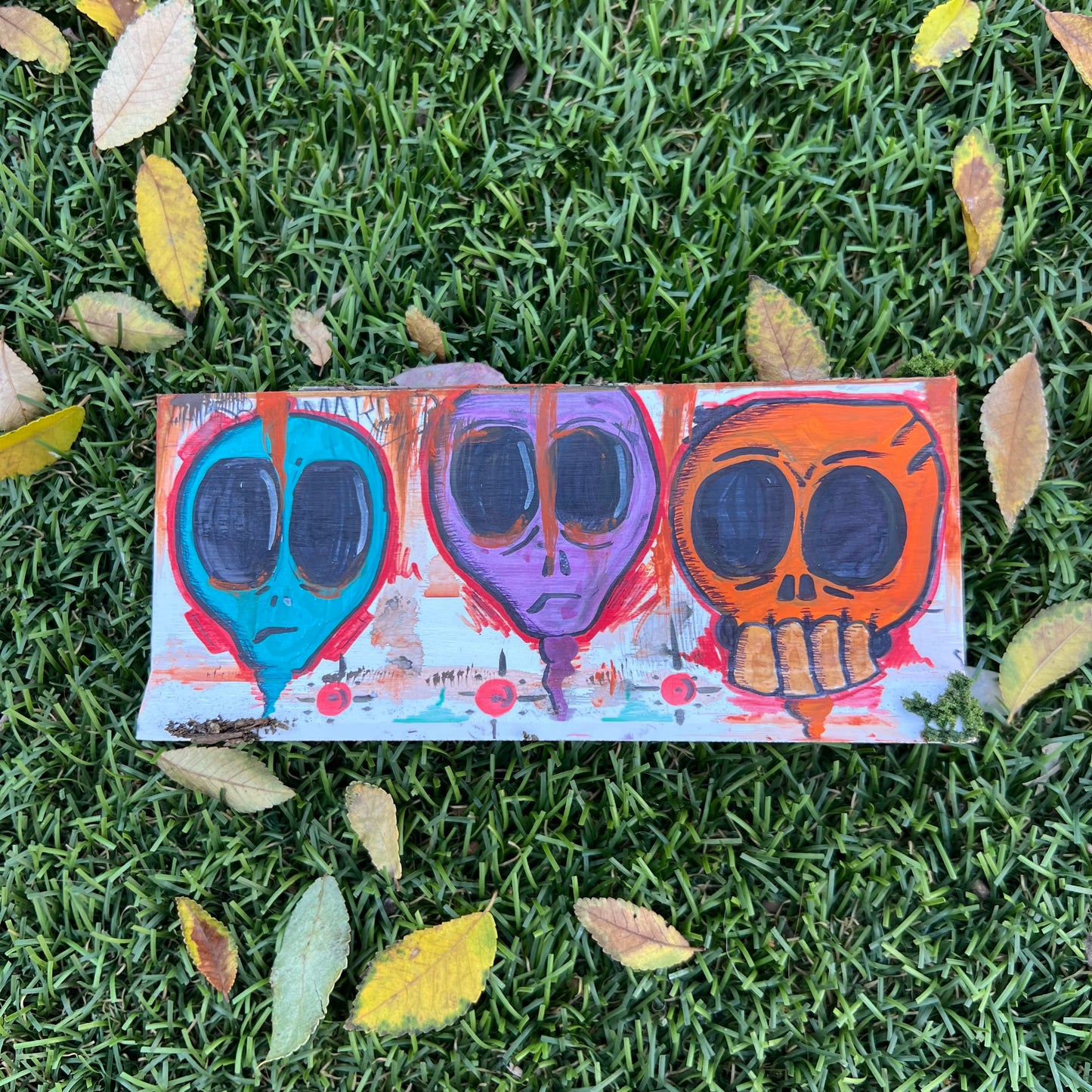 Custom Eye Skull &  Aliens Weathered Graffiti Barrier