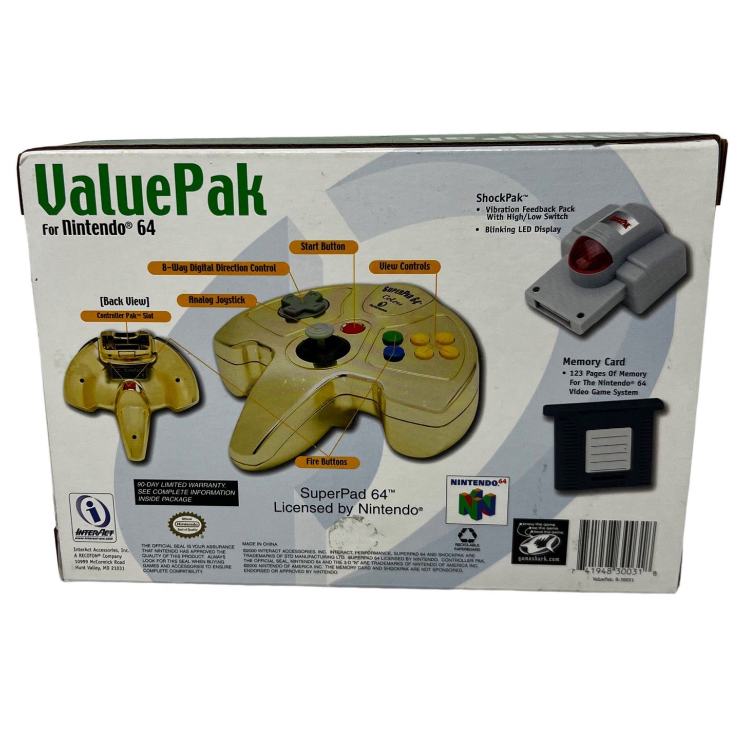 Performance ValuePak For Nintendo 64 Kmart Exclusive - Gold SuperPad 64