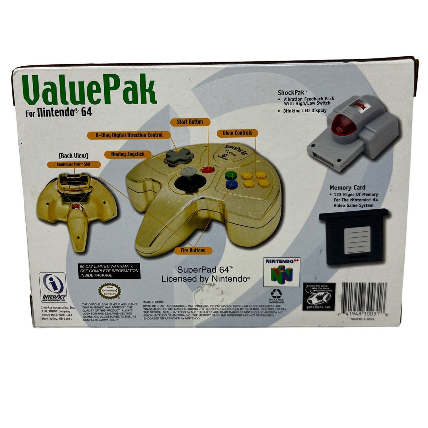 Performance ValuePak For Nintendo 64 Kmart Exclusive - Gold SuperPad 64