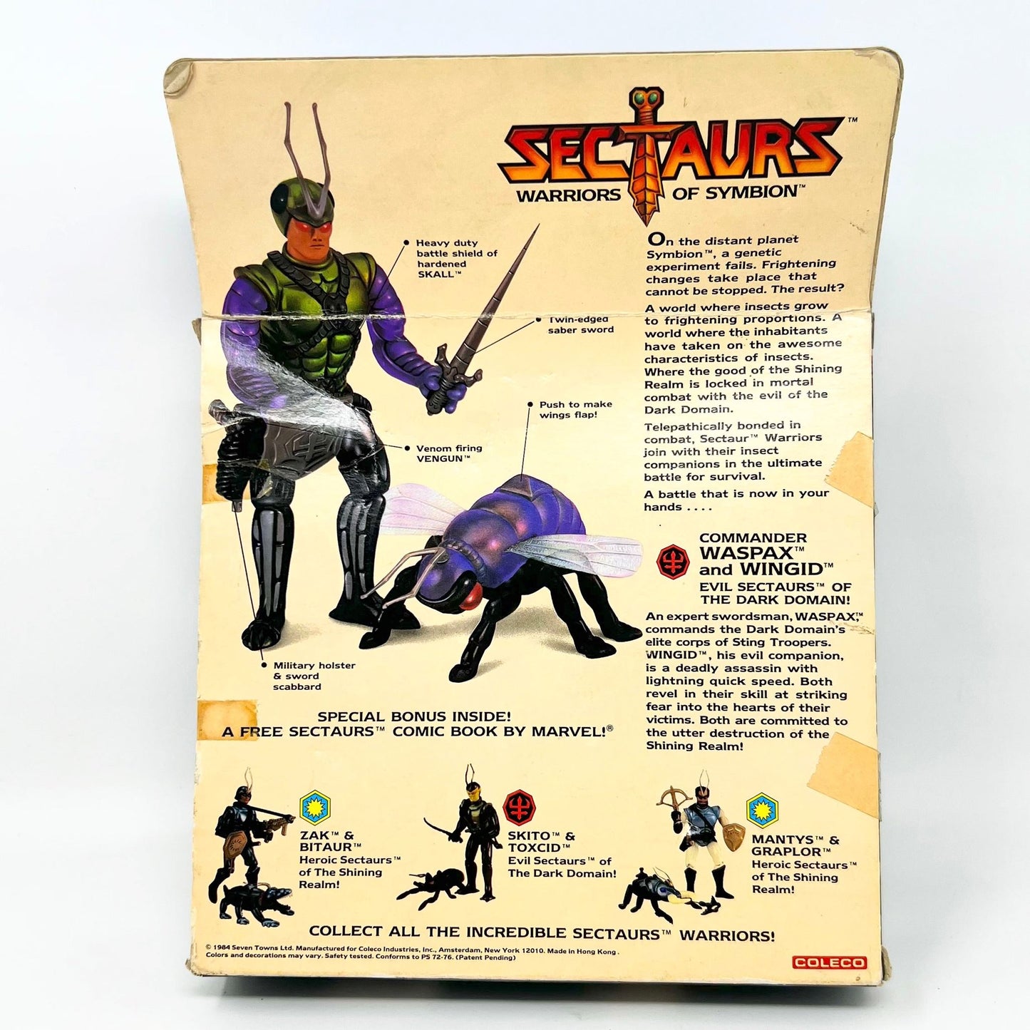 1984 Coleco SECTAURS Warriors of Symbion Commander WASPAX & WINGID figures