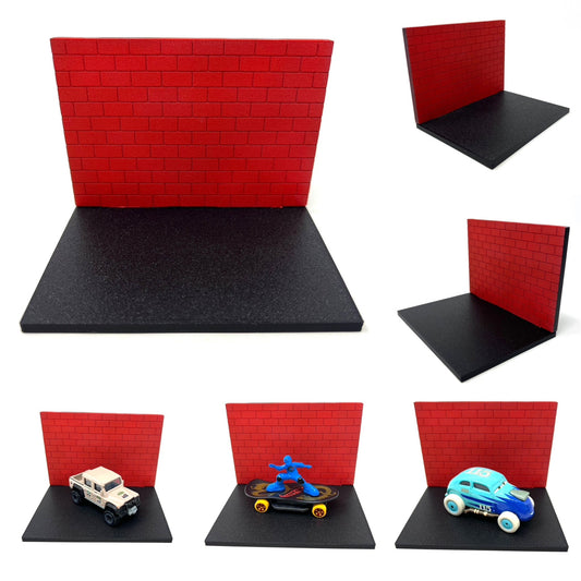 Diecast 1:64 1:55 Vehicle Car Diorama Brick Wall With Sidewalk