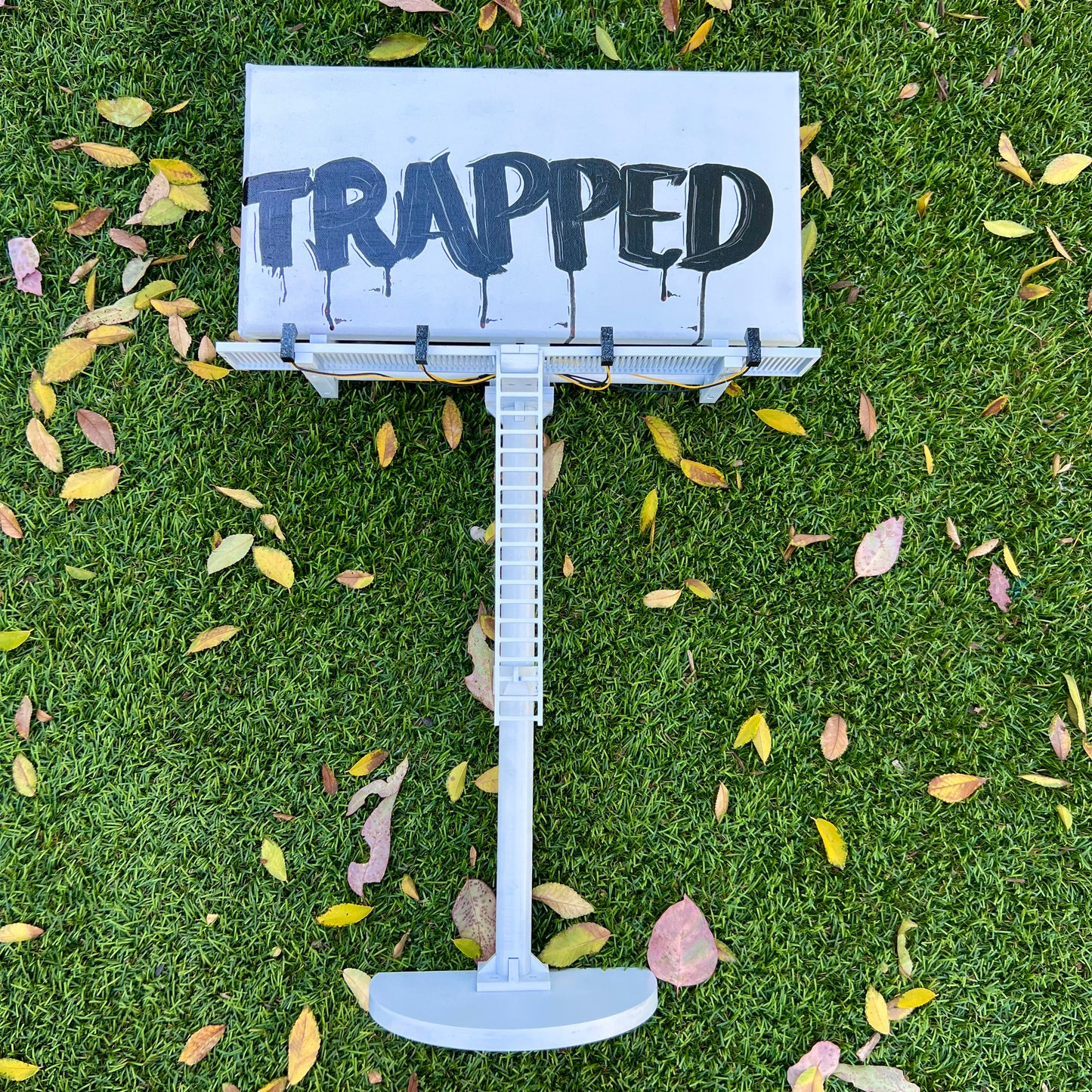 Amaroids (Trapped) Art Canvas Billboard 26.5"  Hand Painted With Lights
