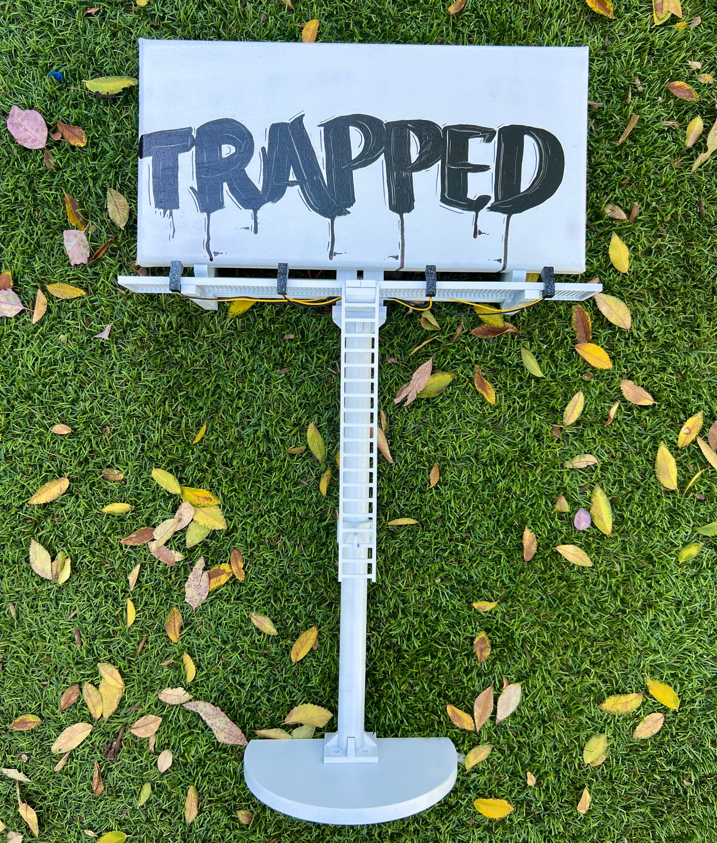 Amaroids (Trapped) Art Canvas Billboard 26.5"  Hand Painted With Lights