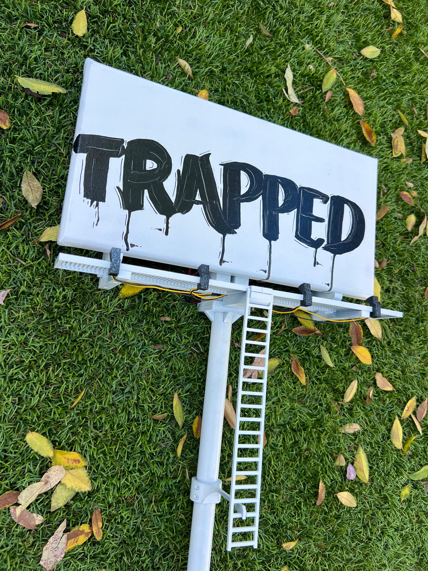 Amaroids (Trapped) Art Canvas Billboard 26.5"  Hand Painted With Lights