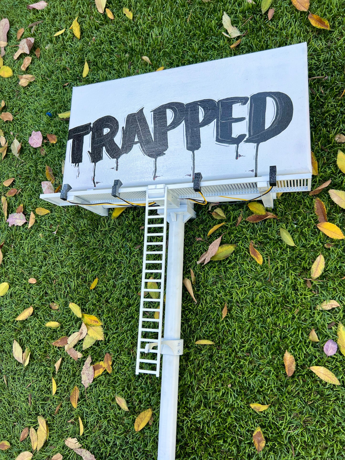 Amaroids (Trapped) Art Canvas Billboard 26.5"  Hand Painted With Lights
