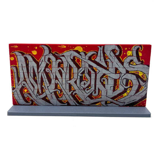 Amaroids Graffiti Custom Miniature Brick Wall With Sidewalk ( Red & Gray) 8”x4”x1”