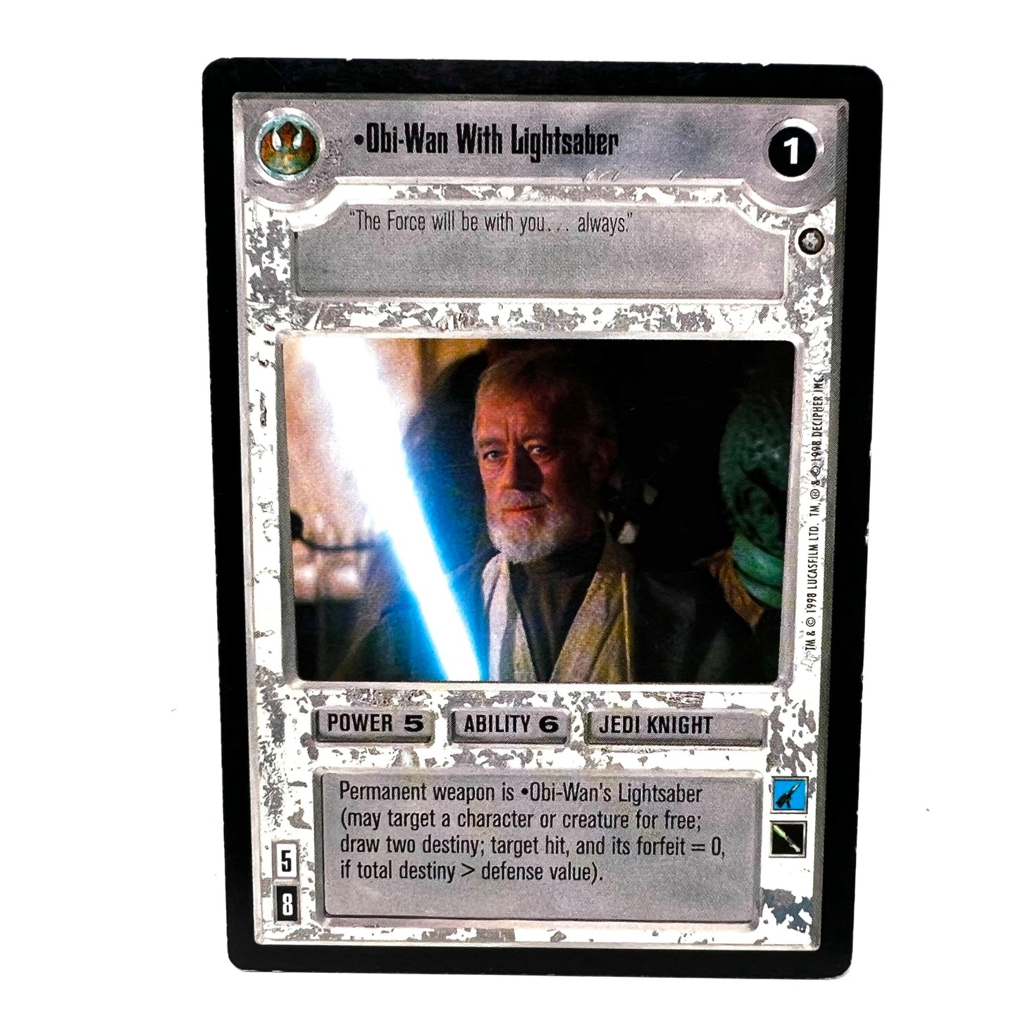 1998 Decipher Star Wars Obi-Wan w lightsaber Collectible Trading Card