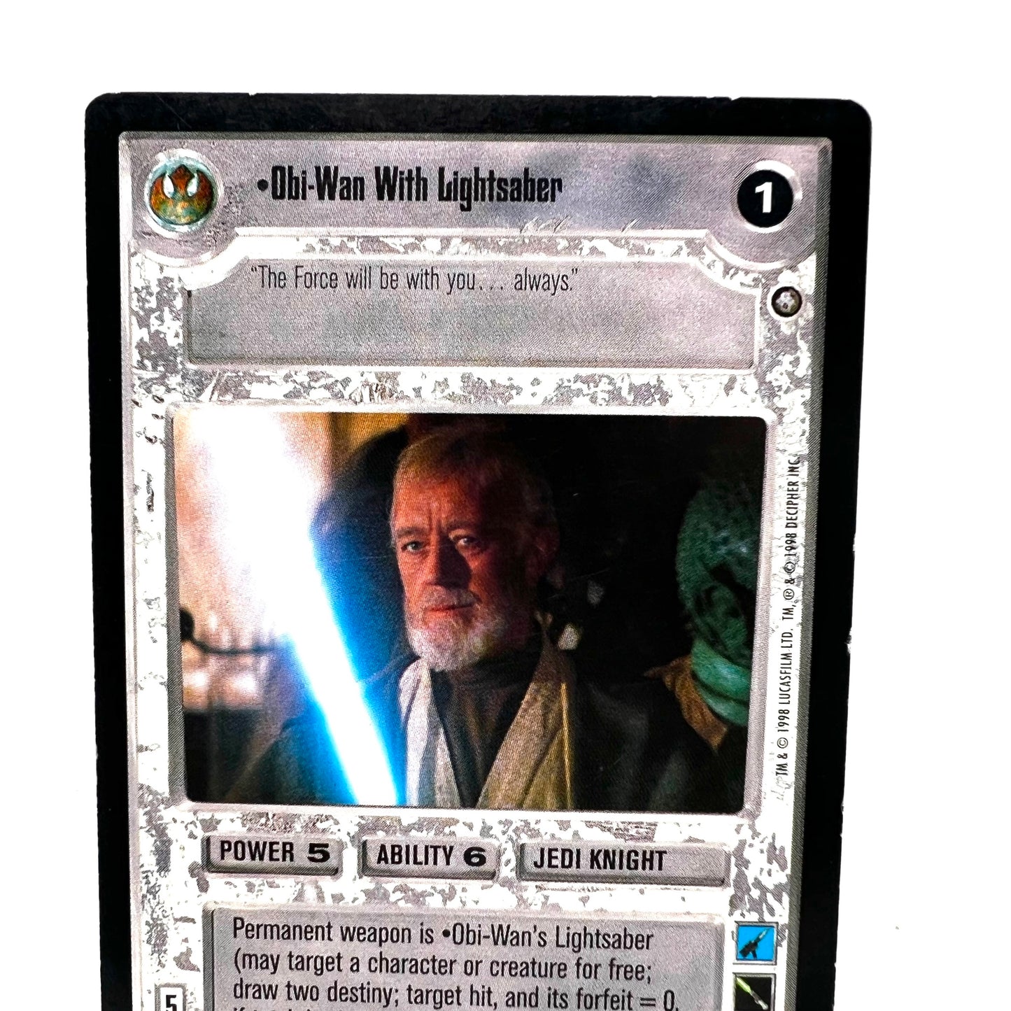 1998 Decipher Star Wars Obi-Wan w lightsaber Collectible Trading Card