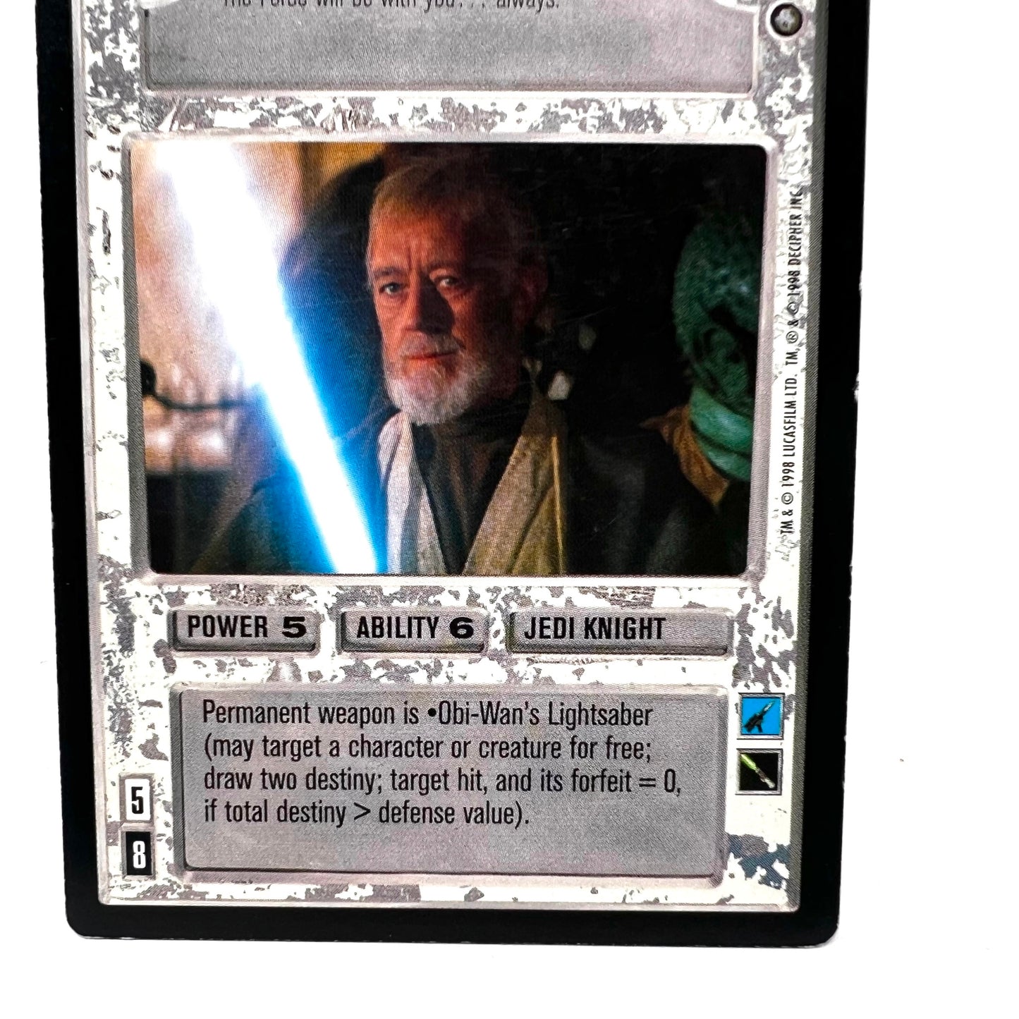 1998 Decipher Star Wars Obi-Wan w lightsaber Collectible Trading Card