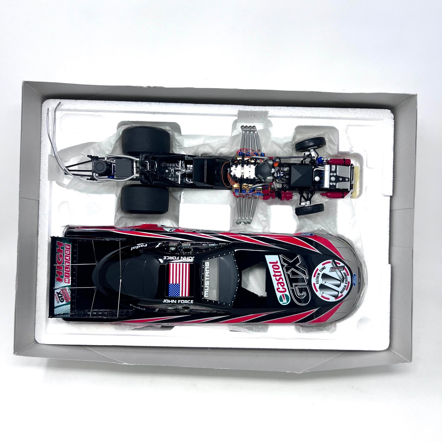 John Force Castrol GTX 11X Champion 2002 Mustang Funny Car Limited Edition 1:16