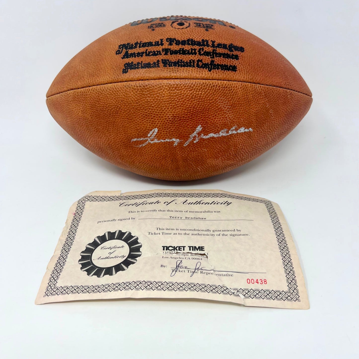 NFL Terry Bradshaw Pittsburgh Steelers Signed Pro Football Certificate of Authen