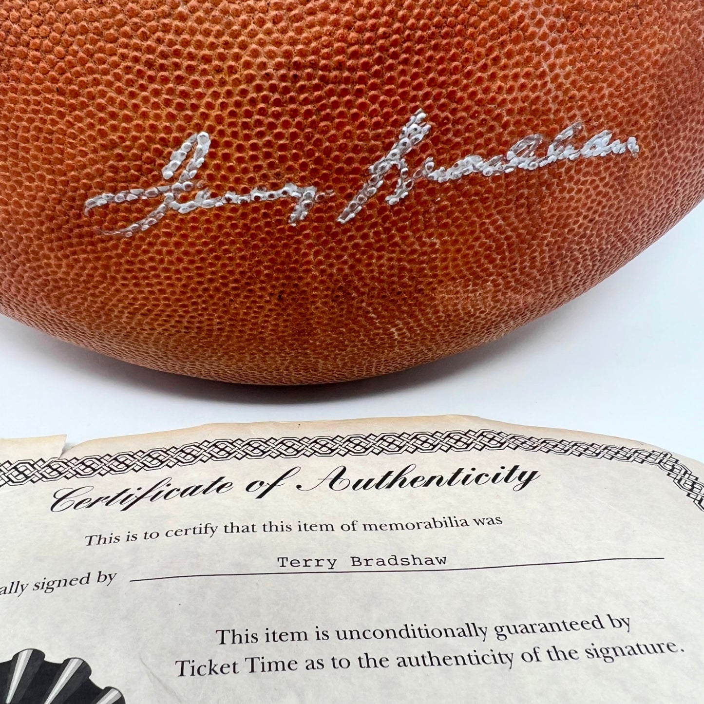 NFL Terry Bradshaw Pittsburgh Steelers Signed Pro Football Certificate of Authen